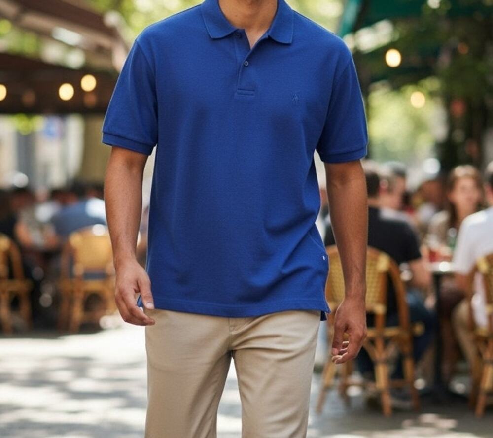 Nautica Men's Performance Deck Polo Shirt Blue Slim Fit Short Sleeve Size Large